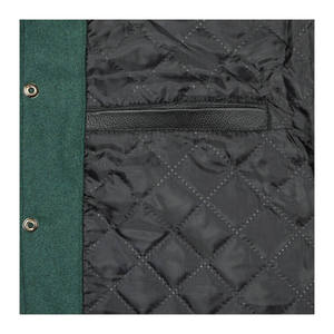 Chaqueta universitaria de béisbol de color amarillo liso al por mayor para adultos, 100% algodón, mangas de cuero, tallas grandes para hombres. - Product Image 4