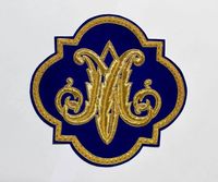 Patch brodé à la main de luxe avec monogramme en fils métalliques |   Applique décorative lettre M |   Design à fil doré résistant à l'eau en relief 3D