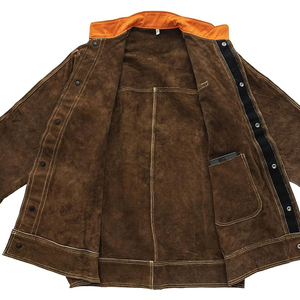 Chaqueta de Soldadura Resistente con Cuello Naranja, Corte Regular, Protección Contra el Calor, para Uso en Fábrica y Taller - Product Image 1