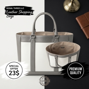Bolsos de Compras de Cuero Hechos a Medida, Bolsos de Hombro de Moda Urbana para Mujer, Bolsos de Compras de Cuero con Forro de Lona y Cierre de Cremallera para Damas - Product Image 6