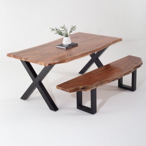 Juego de Comedor Vandana Aureo Lyra de Madera de Acacia con Diseño Contemporáneo Hecho a Mano - Product Image 1