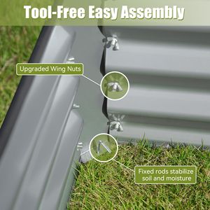 Aiuola Rialzata Grande 8x4x1.5ft in Metallo Zincato per Giardinaggio Esterno di Verdure e Frutta - Product Image 6