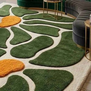 Tapis de designer tufté à la main, motif floral abstrait, tapis moelleux antidérapant moderne pour salon, chambre, hall d'hôtel, décoration - Product Image 6