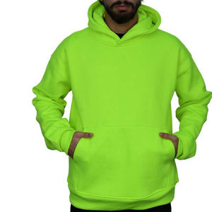 Sweat à capuche vert fluo pour homme, en molleton uni, décontracté, à manches longues, avec poche kangourou, style streetwear - Product Image 6