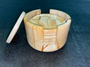 Posavasos de Travertino y Ónix Natural con Soporte, Juego de Posavasos de Piedra Antideslizantes, Accesorios Elegantes para Mesa de Centro - Product Image 5