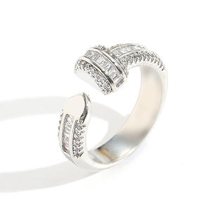 High Quality Geometric <b>Cocktail</b> <b>Ring</b> Women's Silver Plated Alloy Cubic Zirconia Channel Setting Glam Style Daily Party Jewelry - Product Image 3