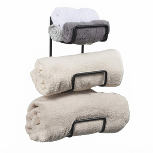 Create Quality Iron Wall-Mounted Towel <b>Rack</b> 3-Section Matte Black Metal Holder for Hotel Spa and Home Bathroom <b>Storage</b> - Product Image 1
