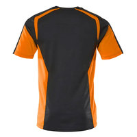 Camiseta de Trabajo de Poliéster Negra y Naranja para Hombre, de Secado Rápido, Manga Corta, para Uso Industrial