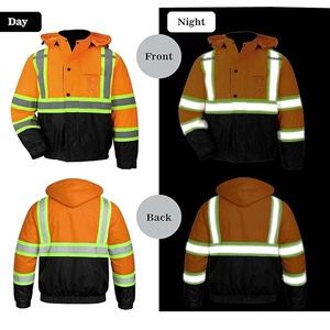 Reflective <b>Safety</b> Jacket L Size Class 3 Waterproof Polyester Winter Coat High Visibility Yellow Black <b>Roadway</b> Use - Product Image 5