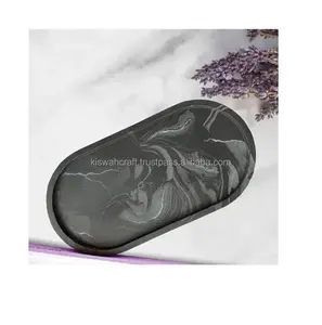 Plato ovalado mediano de baratija de diseño moderno, bandeja de servicio de resina epoxi de lujo para entretenimiento y regalo, plato redondo de resina para eventos - Product Image 6