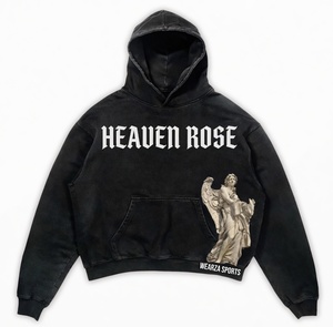 Sudadera con Capucha de Punto para Hombre Tallas Grandes, Oversize, con Estampado Gráfico Lavado Ácido, Logo Personalizado, Diseño de Esqueleto Graffiti, OEM, Venta al por Mayor, Streetwear - Product Image 3