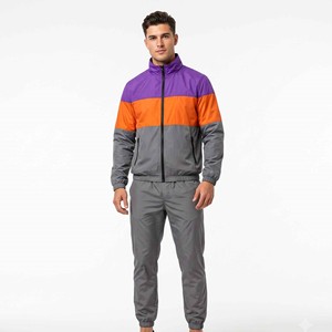 Ensemble coupe-vent unisexe personnalisé avec logo, 2 pièces (veste et pantalon), survêtement sport avec doublure en mesh, 100% nylon - Product Image 1