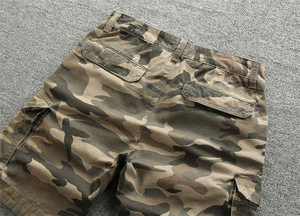 Pantalones Cortos Cargo para Hombre, 100% Algodón, Sólidos, Antiarrugas, con Efecto Desgastado, Cintura Elástica, Tejido de Punto de 300g, Resistentes, Casuales, Utilitarios, de Verano, de Secado Rápido - Product Image 2
