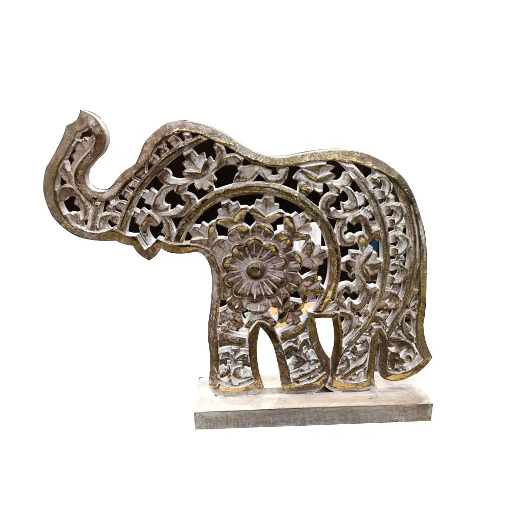 Zarif oyma fil heykeli Showpiece heykelcik fil ev dekoratif el sanatları kurumsal Diwali hediye Showpiece