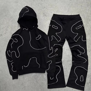 Survêtement Homme Personnalisé Style Décontracté Hiver Polaire avec Cordon de Serrage et Strass pour le Fitness - Product Image 1