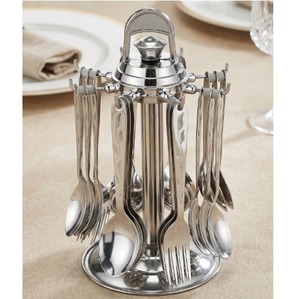Ensemble de couverts en acier inoxydable à manche martelé, style moderne et minimaliste, cuillère, fourchette, couteau, vaisselle, compatible lave-vaisselle - Product Image 3