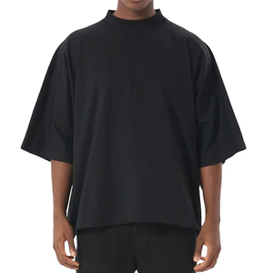 Camiseta de punto otomana oversize con hombros caídos, cuello redondo, tela texturizada, ajuste relajado, logotipo personalizado, manga corta para uso casual - Product Image 1