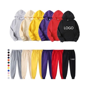 Unisex Cotton Sweatsuit with Custom Logo Embroidery Wholesale Thick Heavy Tracksuits Men'<b>s</b> Hoodie and <b>Sweatpants</b> Set - Product Image 1