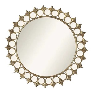 <b>Ornate</b> <b>Gold</b> Sunburst Handmade Contemporary Wall <b>Mirror</b> with Alternating Circle and Leaf Motif From REHMAN CRAFT - Product Image 4