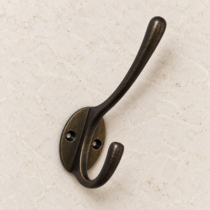 SHUBHAM Antique Brass <b>Double</b> Wall Hook Vintage Solid Brass Coat Robe Hook Decorative Wall Mounted Hook for Bathroom Bedroom - Product Image 1