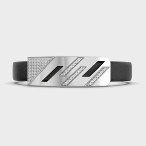 Pulsera de Lujo para Hombre con Placa Geométrica de Diamante Cultivado en Laboratorio, Chapada en Rodio, en Oro Rosa/Amarillo/Blanco de 14K - Product Image 2