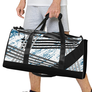 Striped Sports <b>Duffel</b> <b>Bag</b> 30-<b>40L</b> Capacity 600D Material Outdoor Fitness Gym Travel <b>Bag</b> Multifunctional Duffle With Mesh Pocket - Product Image 6
