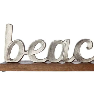 Best Seller Beach Word Art Decor with <b>Silver</b> Finish Aluminum Letters on Wooden Base for Coastal Living Room Decoration - Product Image 1