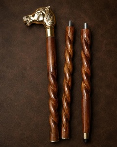 Canne de marche en bois de luxe avec poignée en laiton en forme de tête de cheval, artisanale, décoration d'intérieur, 36 pouces - Product Image 4