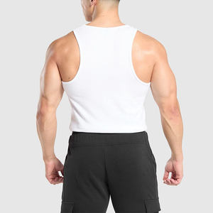 Men's <b>White</b> Solid Color O-Neck Knitted Tank Top Breathable Casual Sleeveless Gym Wear Custom Summer Fit - Product Image 2