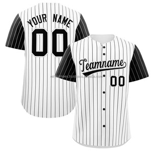 Classic unisex pinstripe baseball jersey featuring breathable fabric and custom digital-printed name and logo - Product Image 3