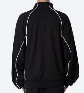 Plus Size <b>Lightweight</b> Breathable Windbreaker <b>Men</b>’s Contrast Piping Raglan Sleeve Zip-Up Polyester Oversized - Product Image 5