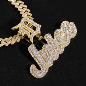 Custom <b>name</b> letter moissanite pendant iced hip hop jewellery bubble font diamond look luxury statement <b>chain</b> pendant - Product Image 2