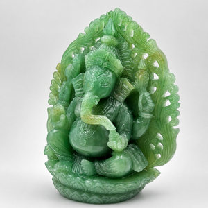 Statue de Ganesha en jade australien sculptée à la main, jade vert naturel, idole du dieu hindou, grande décoration spirituelle pour la maison - Product Image 4