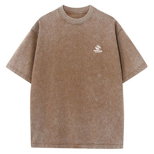เสื้อยืดโอเวอร์ไซส์สีชมพูฟอกสี ผ้าสแปนเด็กซ์/คอตตอน ทรงหลวม สไตล์สตรีทแวร์ แขนสั้น ใส่สบาย ระบายอากาศได้ดี สีตามสั่ง - Product Image 5