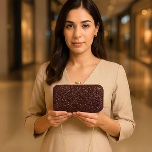 Beautiful Trendy <b>Glittering</b> Chocolate Clutch Purse for Women Evening Clutch <b>Bag</b> with Detachable Chain Strap for women Hand <b>Bags</b> - Product Image 6