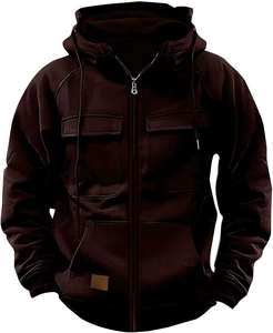 Sweat à capuche zippé pour homme, surdimensionné, de haute qualité, style vintage, effet délavé soleil et usé, délavé à l'acide - Product Image 6