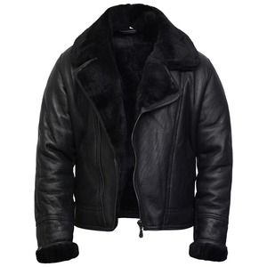 Wholesale Men B3 Shearling Bomber <b>Jacket</b> Genuine Sheepskin Leather Autumn Warm Aviator <b>Pilot</b> Flight Coat OEM ODM Stand Front - Product Image 1
