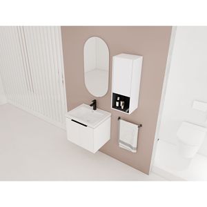Mobile Bagno Sospeso da 24 Pollici con Lavabo in Ceramica e Armadietto Laterale, Ante con Chiusura Ammortizzata, Combinazione Mobiletto (Pacchetto KD) - Product Image 6