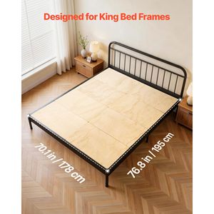 Base de colchón plegable tamaño King de 76.8 x 70.1 pulgadas con bordes redondeados, antideslizante, hecha de madera contrachapada y cinta de nailon, modelo D0100XF096W - Product Image 2