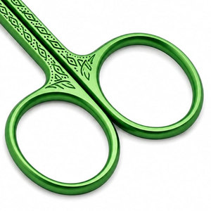 Ciseaux à sourcils en acier inoxydable vert, lame droite et aiguisée, outil de beauté et de toilettage, pour droitiers - Product Image 3