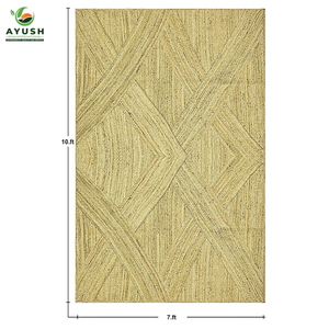 Tapis tressés rectangulaires à motif zig-zag superposé 7x10' en jute naturel, personnalisables pour les bureaux et les maisons - Product Image 4