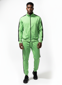 <b>Zip</b> <b>up</b> <b>Jacket</b> and Pants Set New Arrival Custom Reflective Piping Polyester Nylon Tracksuits Wind Breaker 2 Piece Set Tracksuit - Product Image 5