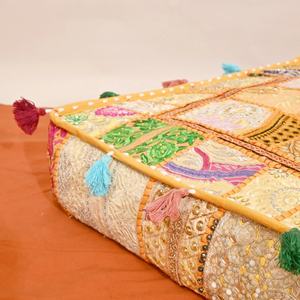 Coussins de sol hippy housse de coussin décorative bohème coussin patchwork sari - Product Image 3