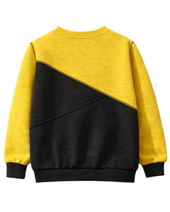 เสื้อสเวตเชิ้ตผู้หญิงสีเหลืองและดำแบบคัลเลอร์บล็อก ผ้าฟลีซนุ่ม คอกลม สวมใส่สบาย เหมาะสำหรับฤดูหนาว อุ่นสบาย ทันสมัย - Product Image 2