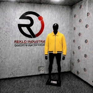 Blouson bomber jaune moderne, couleur unie, fermeture éclair, col rabattu, style décontracté, matière polyester, vêtement d'automne, style streetwear - Product Image 3