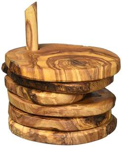 Ensemble de sous-verres en bois d'acacia de luxe pour boissons chaudes et froides avec finition à texture de grain naturel - Product Image 4