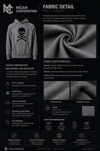 Wholesale Winter Raglan Hoodie Skull Crossbones Silk Screen Printing Grey 100% Cotton Fleece <b>Pullover</b> <b>Men</b> Gym Wear - Product Image 6