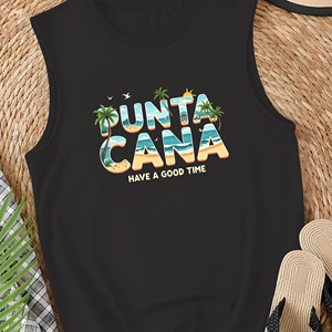 PUNTA <span class=keywords><strong>CANA</strong></span> Top Canotta <span class=keywords><strong>da</strong></span> Donna con Stampa Termotrasferibile <span class=keywords><strong>a</strong></span> Tema Tropicale, Logo Frontale, Girocollo, in Spandex/Poliestere - Product Image 4