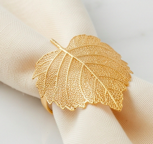 Anillos de Servilleta con Diseño de Hoja en Oro, Porta Servilletas Metálicos de Lujo para Bodas, Accesorios Especiales para Cocina y Bodas - Product Image 4