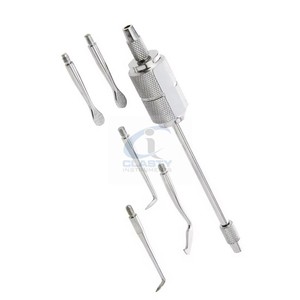 CLASTY INSTRUMENTS Extracteur de couronnes dentaires lesté, manuel, en acier inoxydable, avec 5 embouts spécialisés, certifié CE Classe I - Product Image 2
